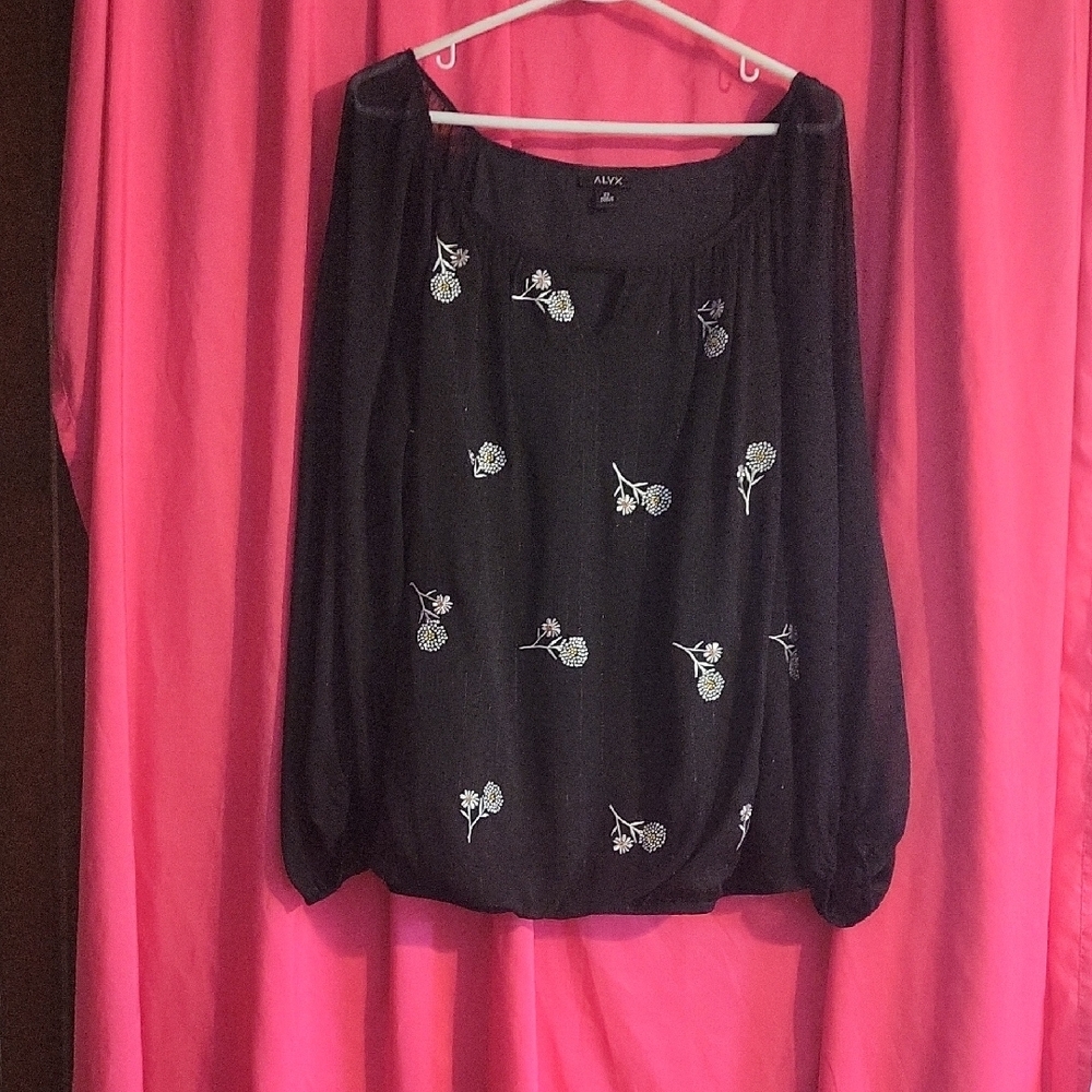 ALYX Plus Sized Embroidered Black Blouse